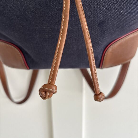 VGUC Vintage Coach Denim Day Chambray Brown Leather Trim backpack 9” X 11” - Picture 4 of 14